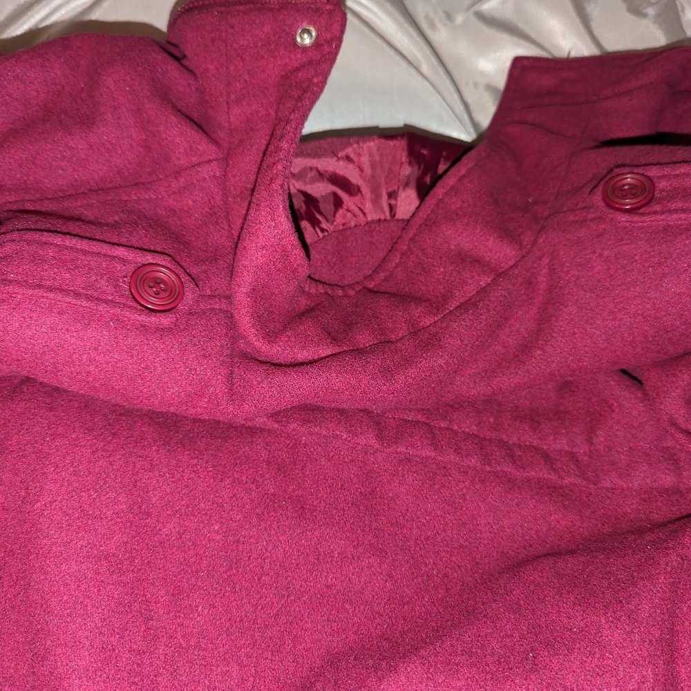 Raspberry Colored,Lined Jacket Button And Zip Clo… - image 6